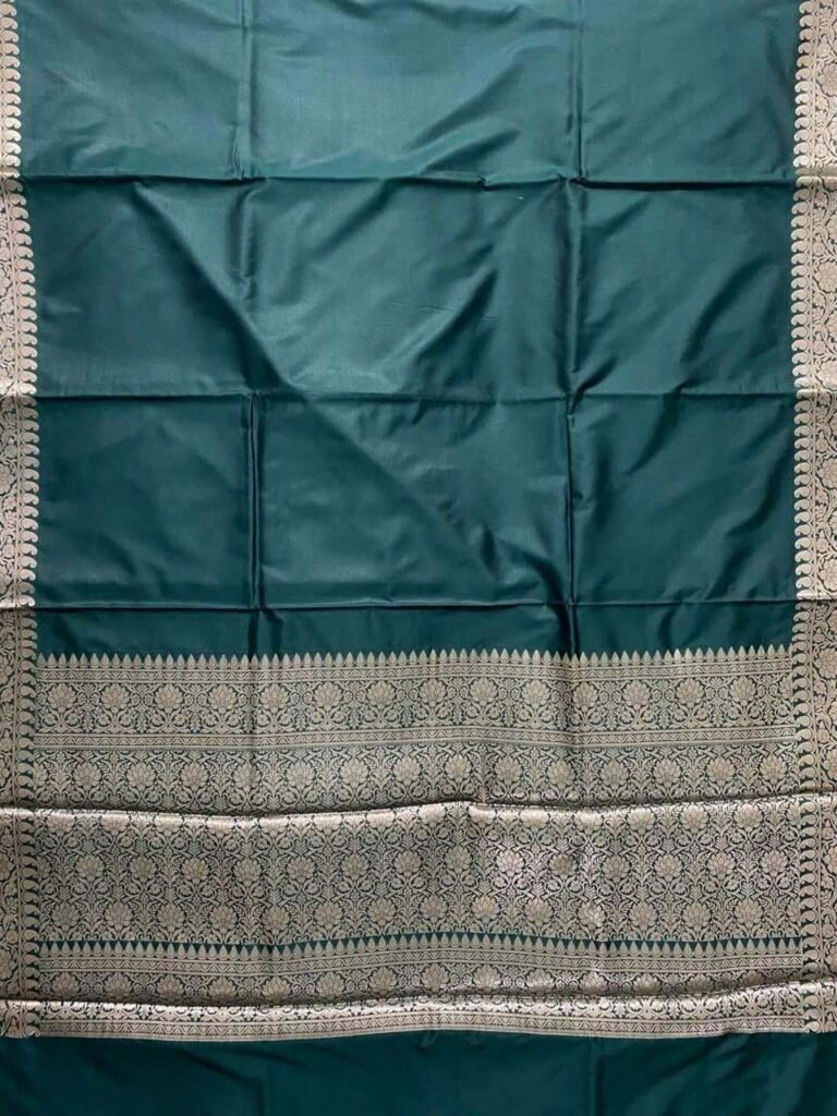 Bottle Green Semi Silk Banarasi Saree
