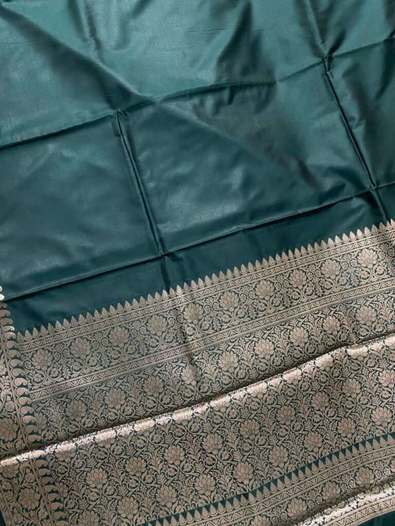 Bottle Green Semi Silk Banarasi Saree