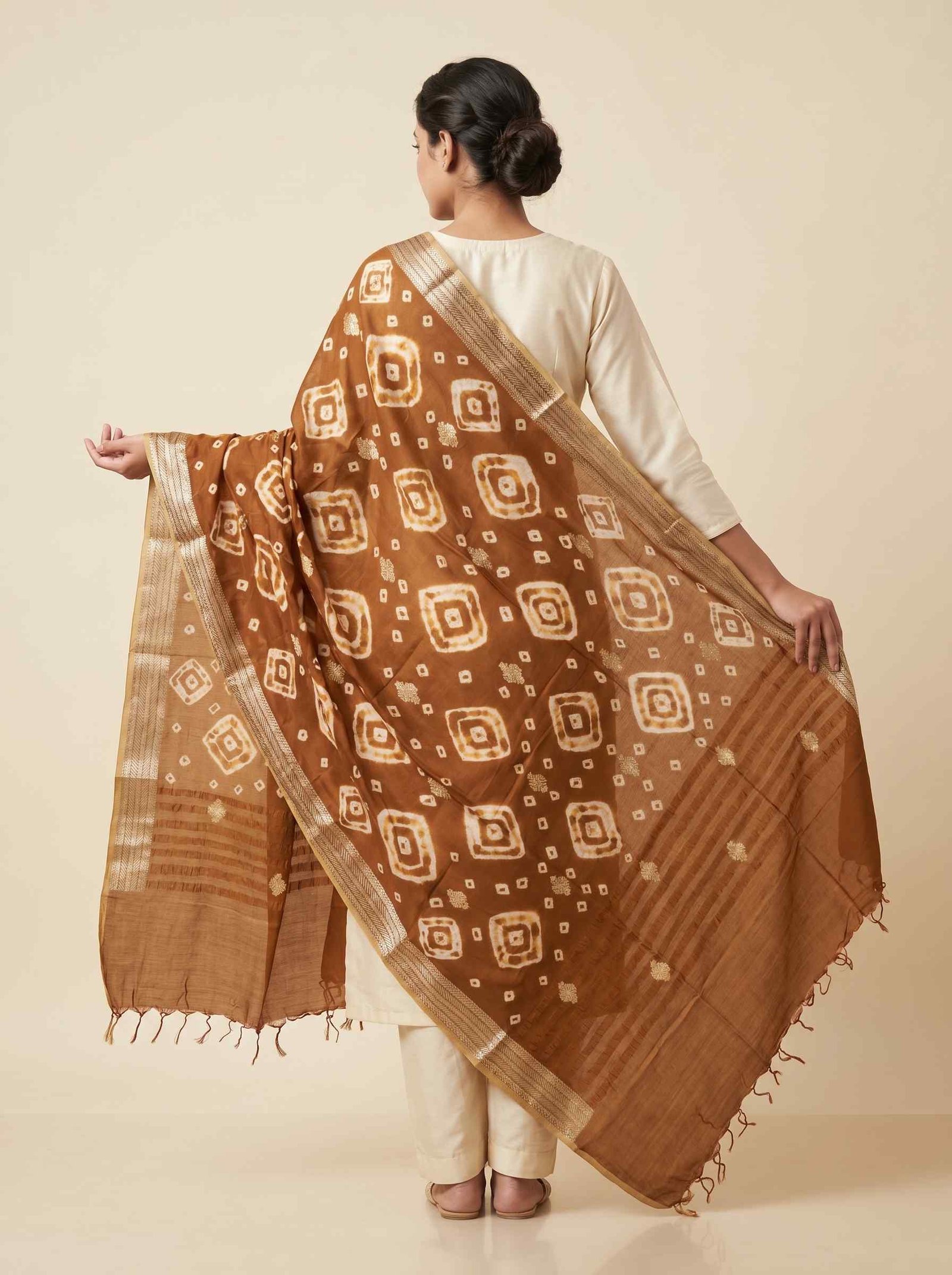 Brown Munga Silk Pure Banarasi Dupatta