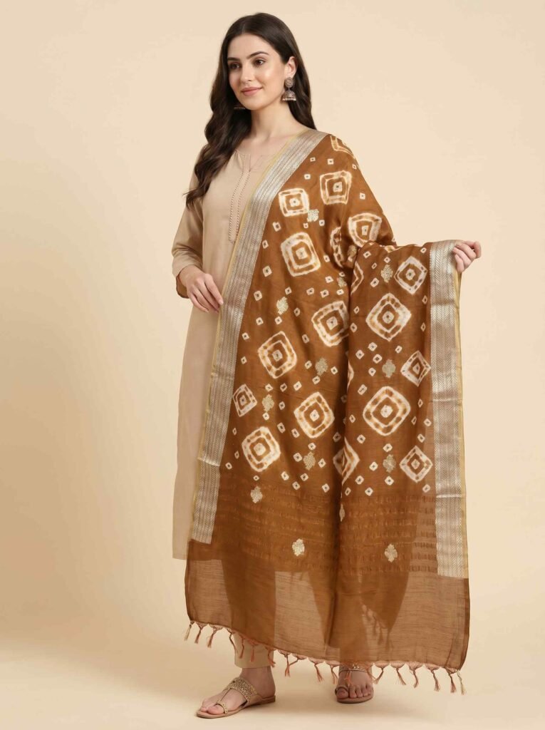 Brown Munga Silk Pure Banarasi Dupatta