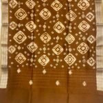 Premium Munga Silk Pure Banarasi Dupatta in brown with geometric motifs, zari work, woven border and tassel detailing