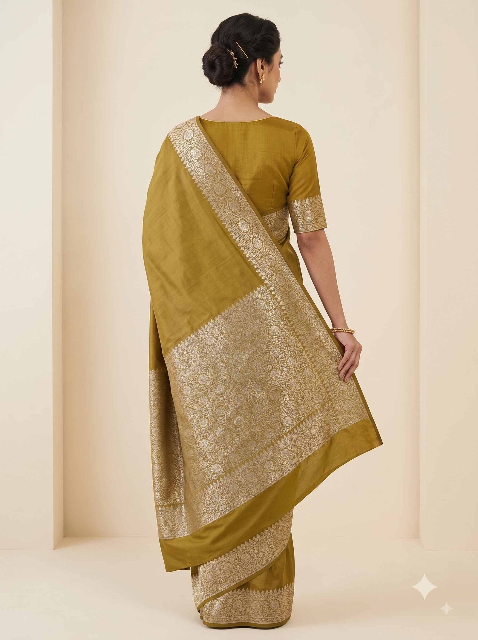 Gold Semi Silk Banarasi Saree