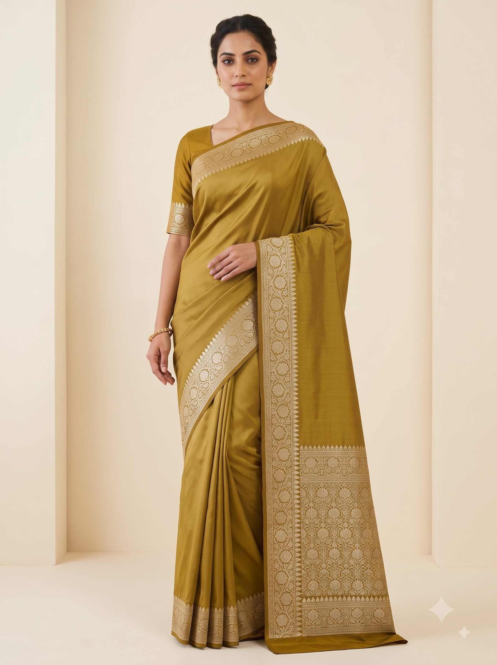 Gold Semi Silk Banarasi Saree