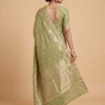 Green Semi Silk Banarasi Saree