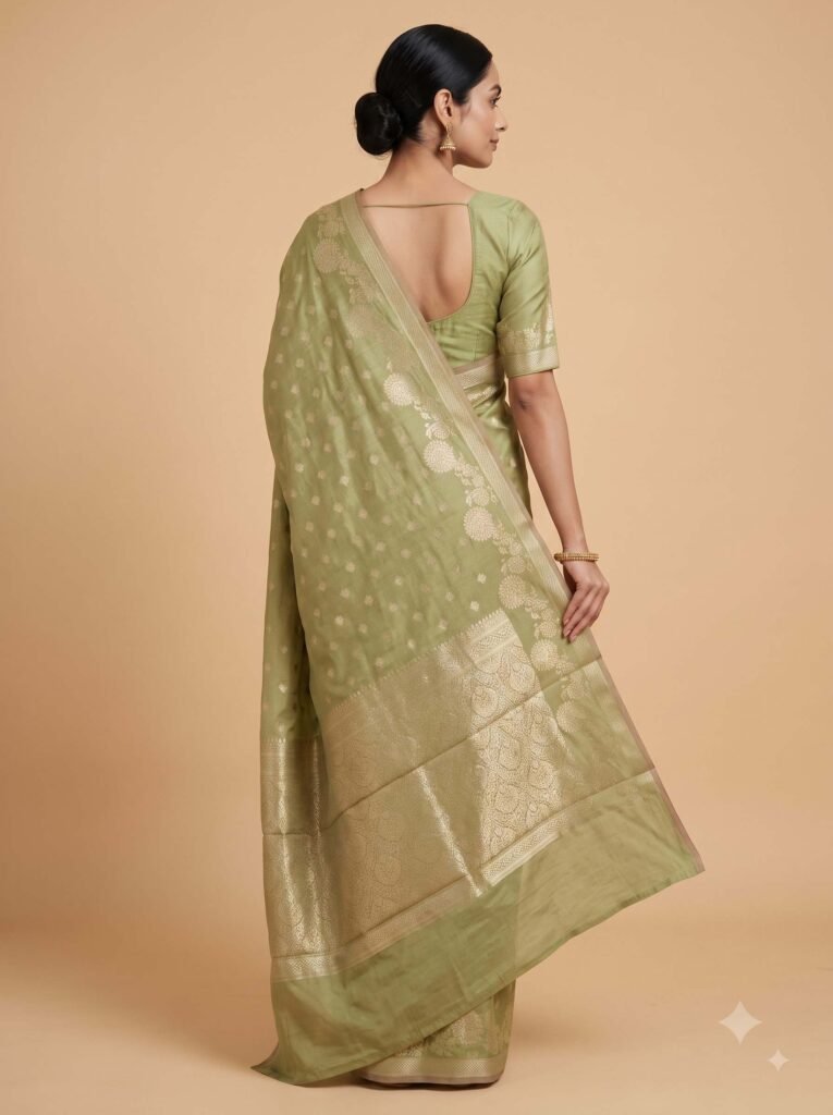 Green Semi Silk Banarasi Saree