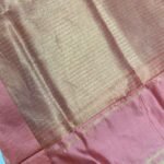 Premium baby pink Chiniya Silk Banarasi dupatta with beautiful zari strip work and elegant border detailing