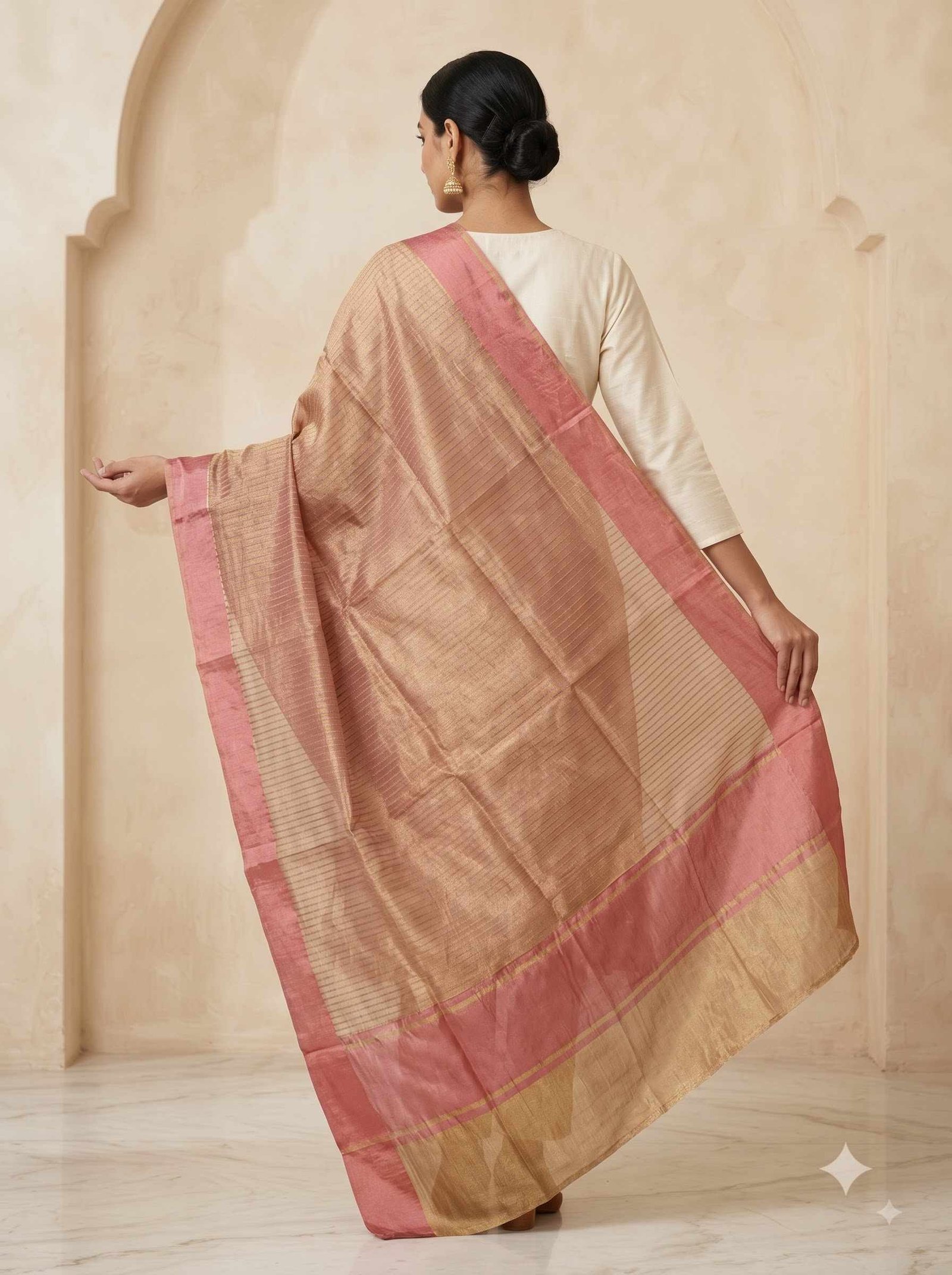 Pink Chiniya Silk Pure Banarasi Dupatta