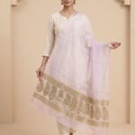 Premium baby pink Organza Silk Banarasi dupatta with floral zari work and rich zari border