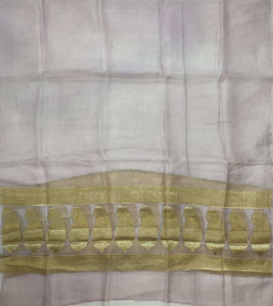 Baby Pink Organza Silk Pure Banarasi Dupatta