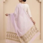 Baby Pink Organza Silk Pure Banarasi Dupatta