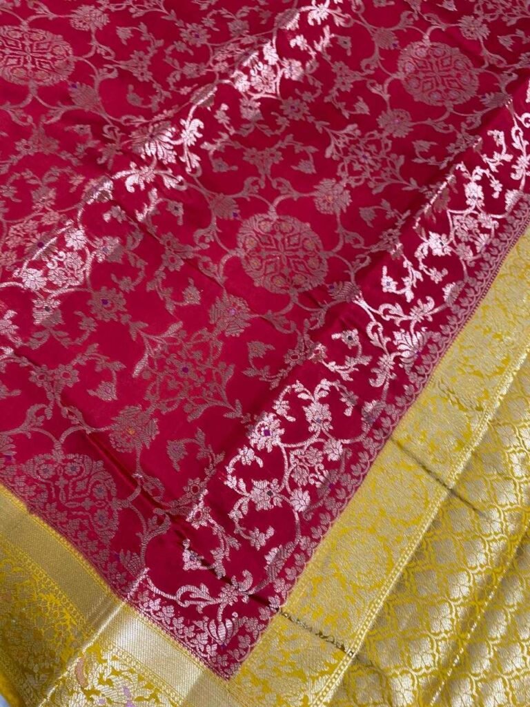 Maroon Chiniya Silk Pure Banarasi Saree
