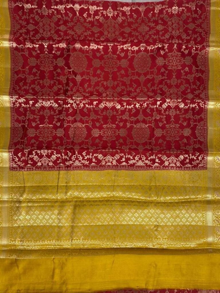Maroon Chiniya Silk Pure Banarasi Saree