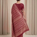 Maroon Cotton Bandhej Banarasi Saree