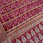 Maroon Cotton Bandhej Banarasi Saree