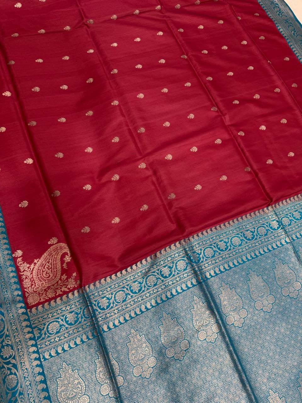 Maroon Handwoven Kataan Silk Pure Banarasi Saree