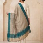 Premium Bottle Green Chiniya Silk Banarasi dupatta with zari strip work and Bottle Green satin border