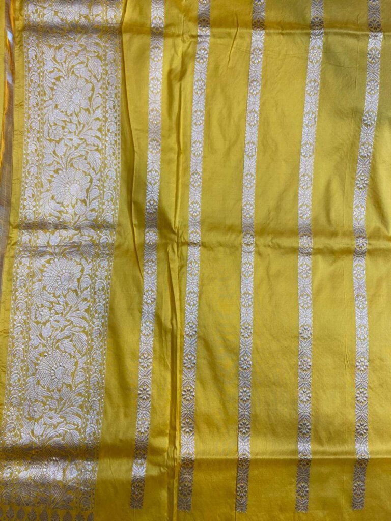 Mustard Handwoven Kataan Silk Banarasi Rangkart Saree