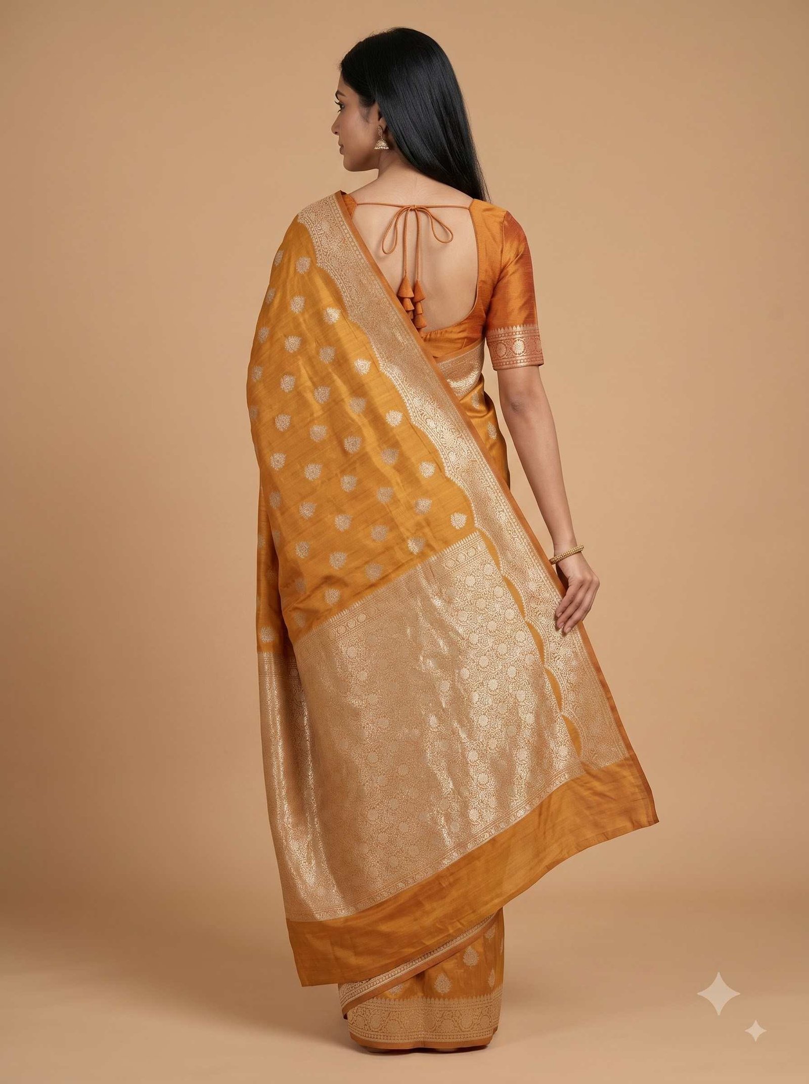 Orange Gold Chiniya Silk Pure Banarasi Saree