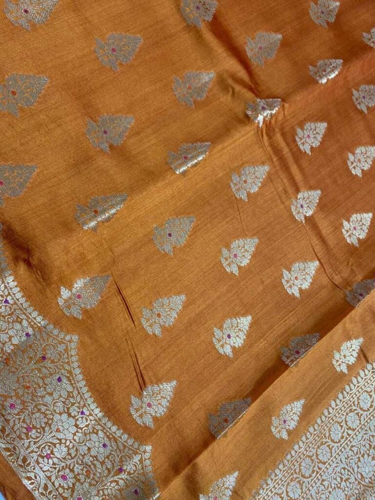 Orange Gold Chiniya Silk Pure Banarasi Saree