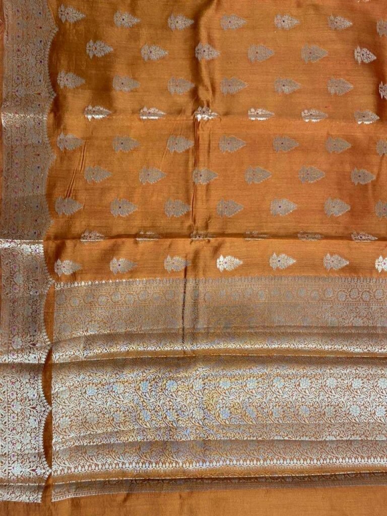Orange Gold Chiniya Silk Pure Banarasi Saree