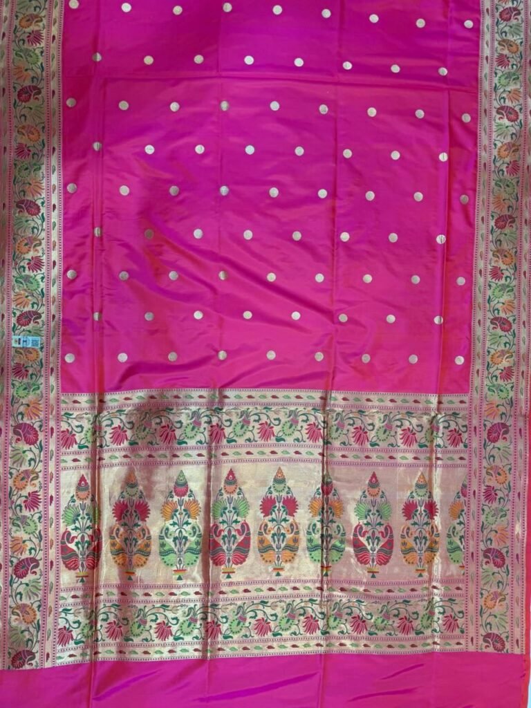 Rani Pink Handwoven Kataan Silk Banarasi Saree