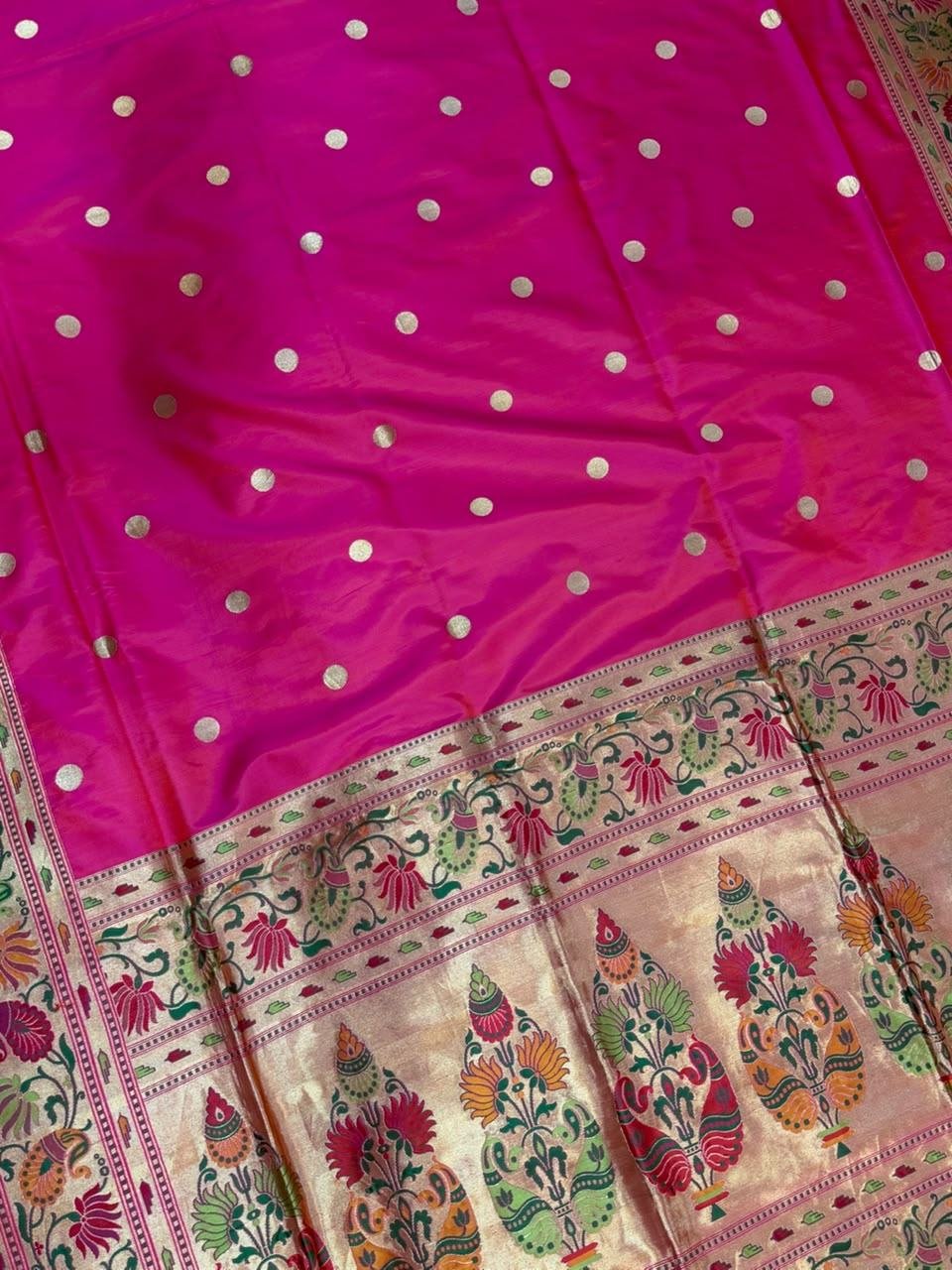 Rani Pink Handwoven Kataan Silk Banarasi Saree