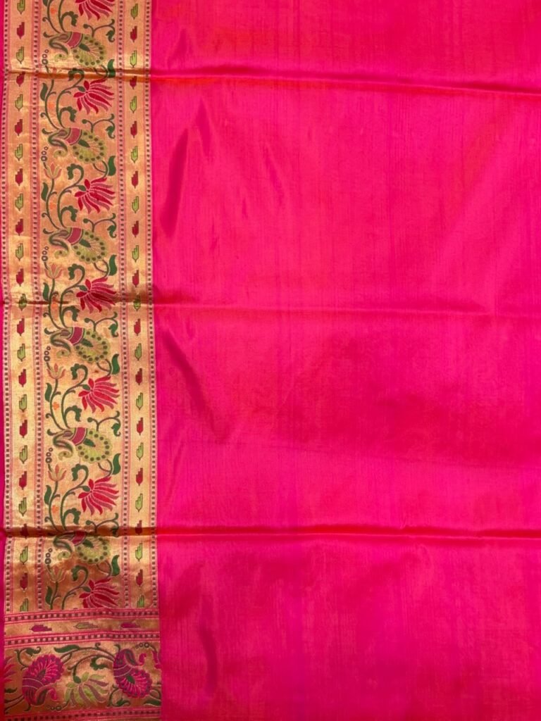 Rani Pink Handwoven Kataan Silk Banarasi Saree