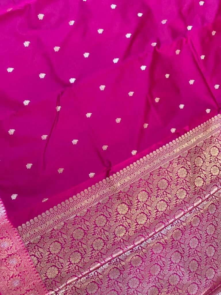 Rani Pink Semi Kataan Silk Banarasi Saree