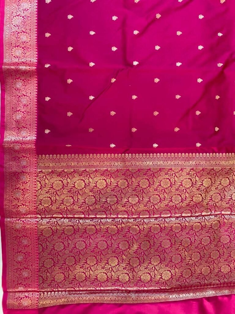 Rani Pink Semi Kataan Silk Banarasi Saree