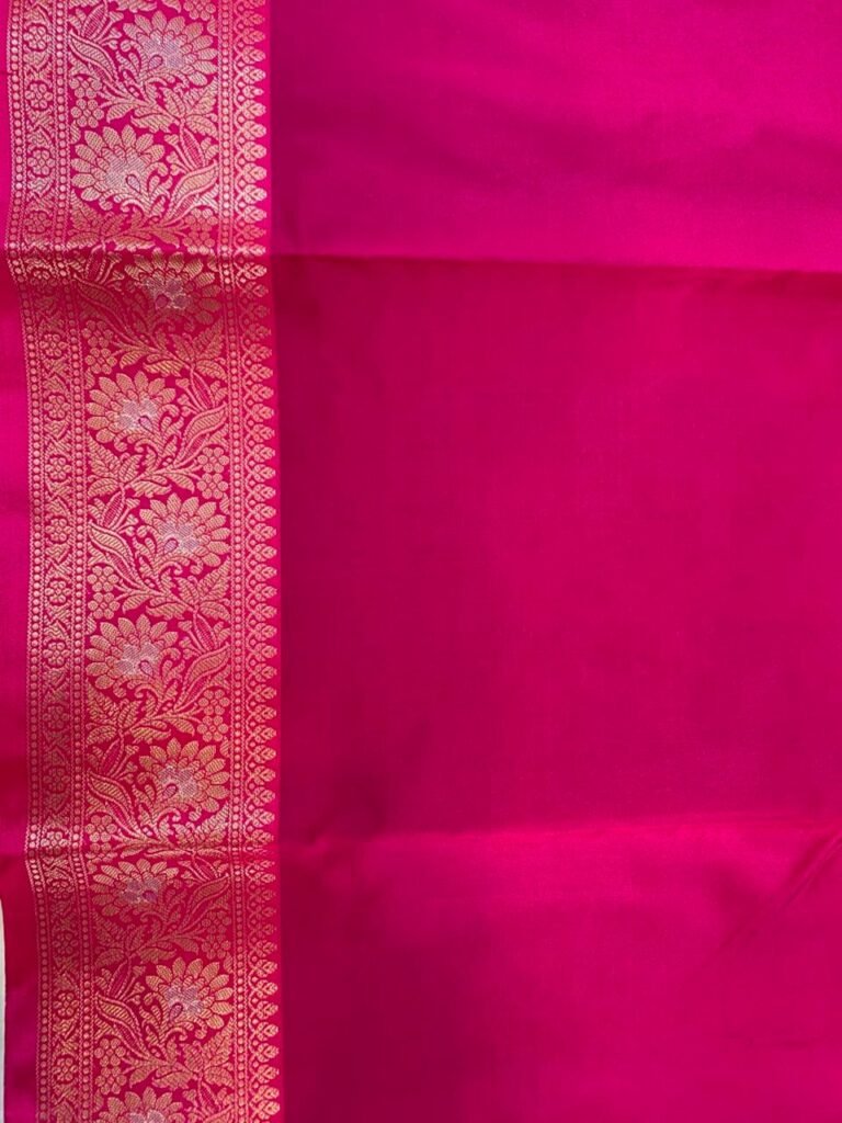 Rani Pink Semi Kataan Silk Banarasi Saree