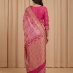 Premium cotton Bandhej Banarasi saree in royal blue with beautiful Bandhani work, zari border and detailed pallu