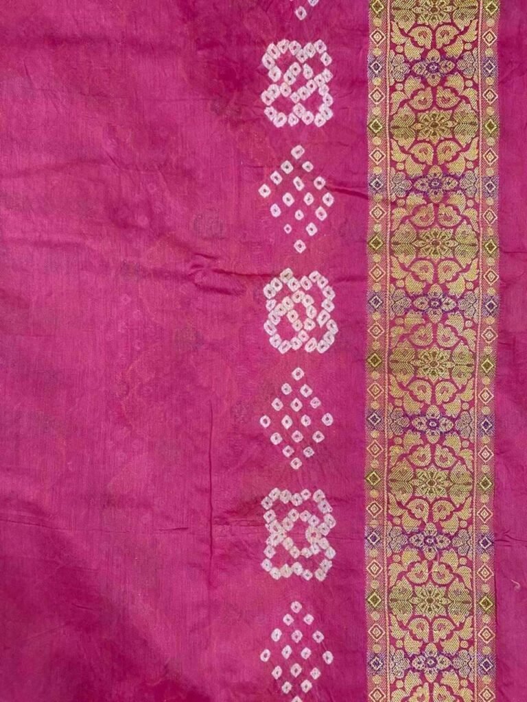 Pink Cotton Bandhej Banarasi Saree