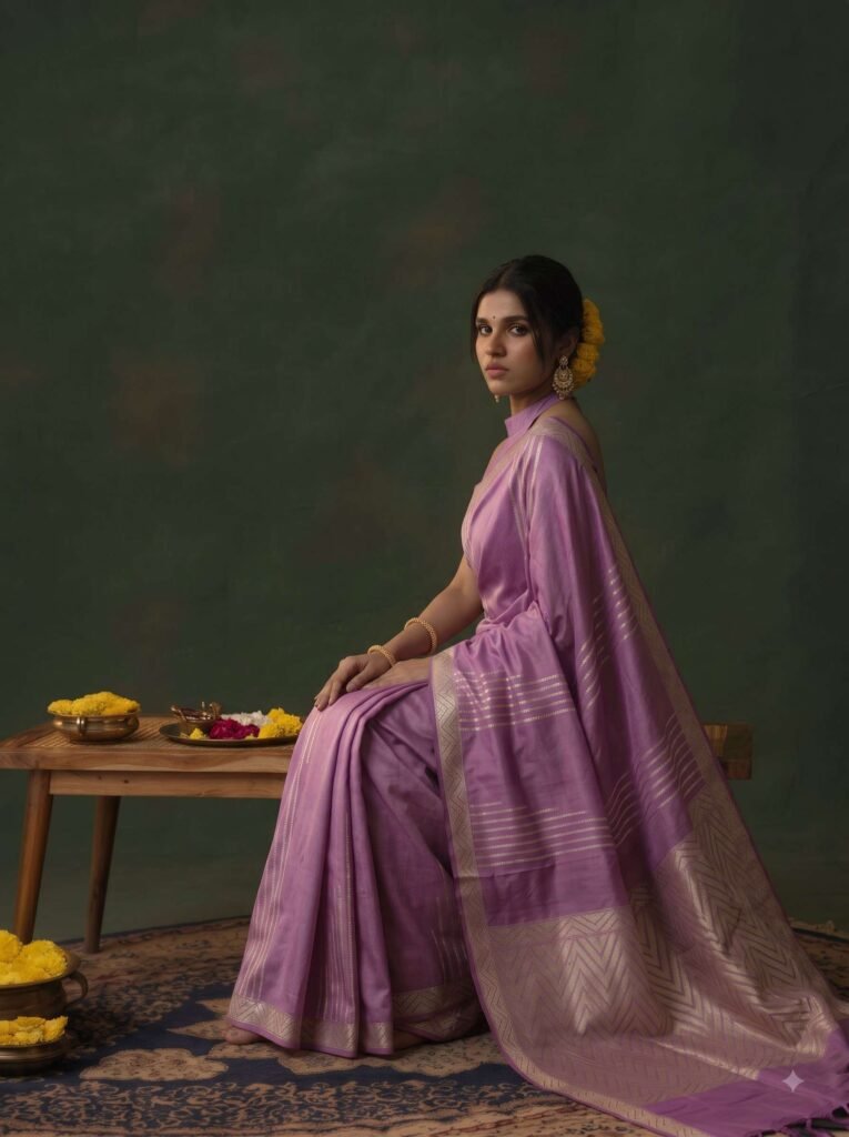 Pink Handwoven Kataan Silk Pure Banarasi Saree