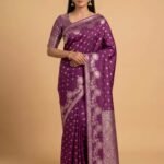 Plum Banarasi Silk Saree