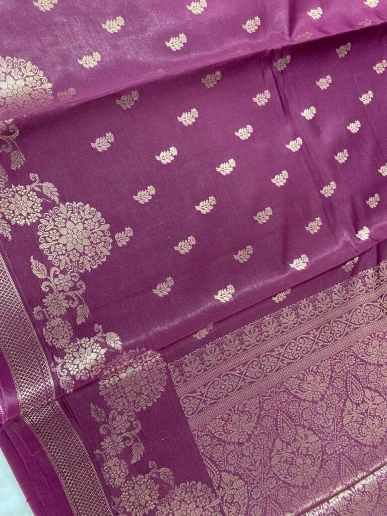 Plum Semi Silk Banarasi Saree