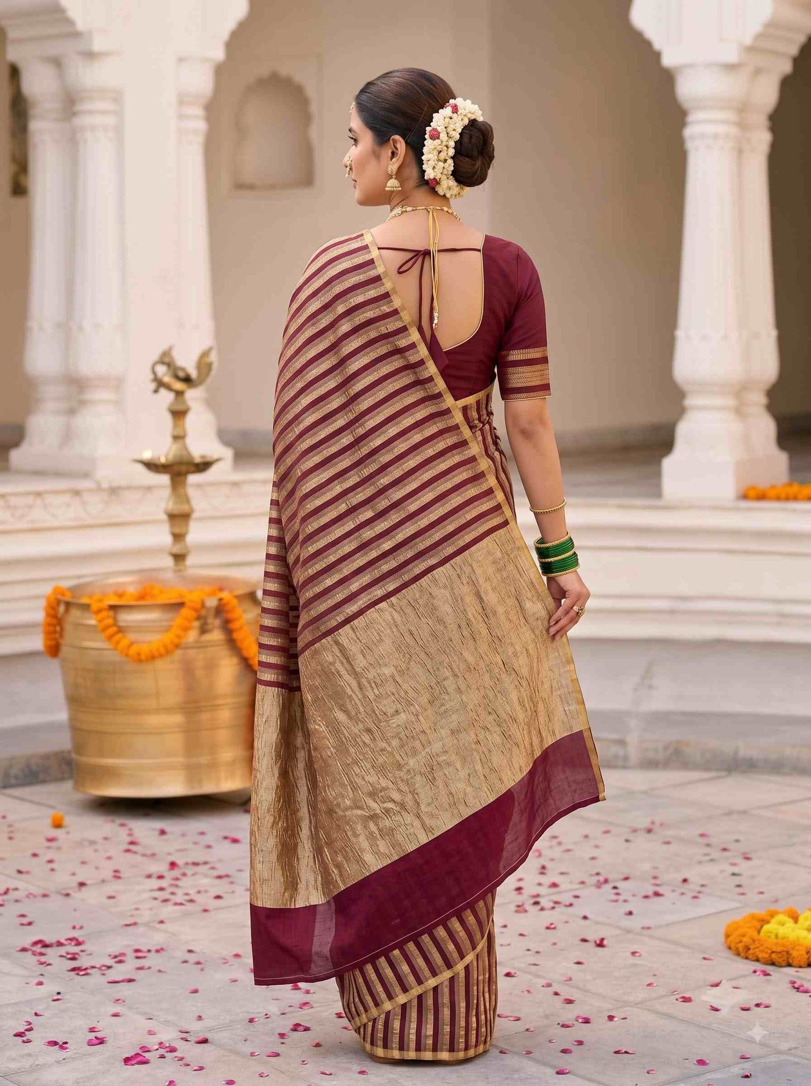 Maroon Munga Silk Pure Banarasi Saree