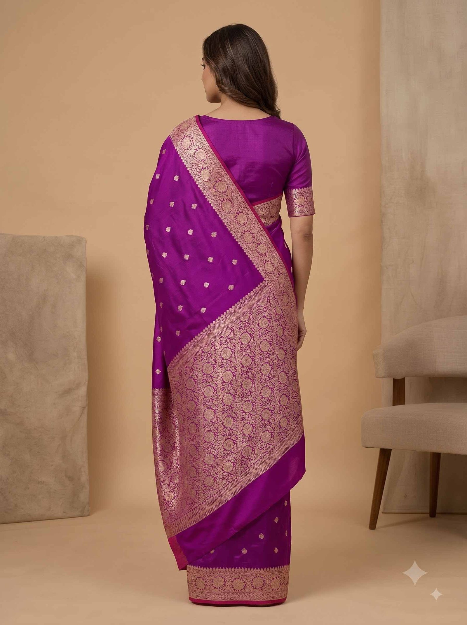 Purple Semi Kataan Silk Banarasi Saree