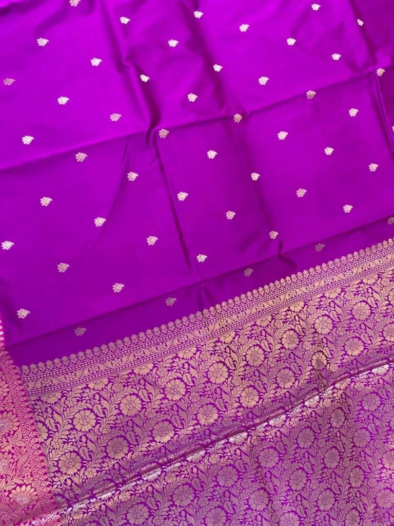 Purple Semi Kataan Silk Banarasi Saree