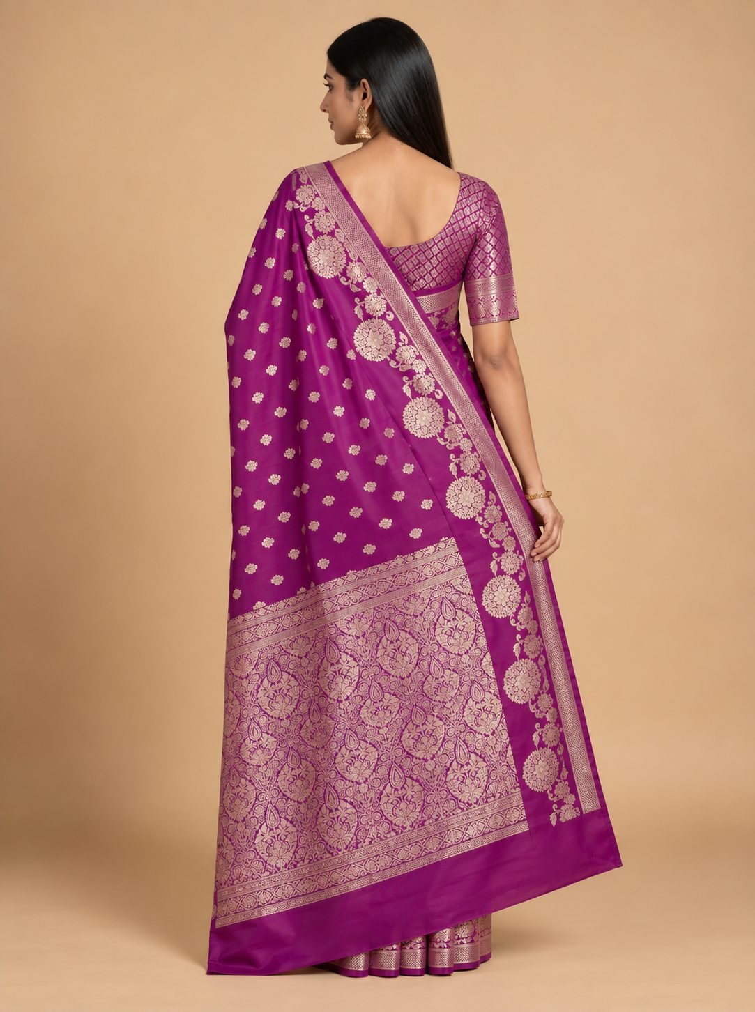 Purple Semi Silk Banarasi Saree