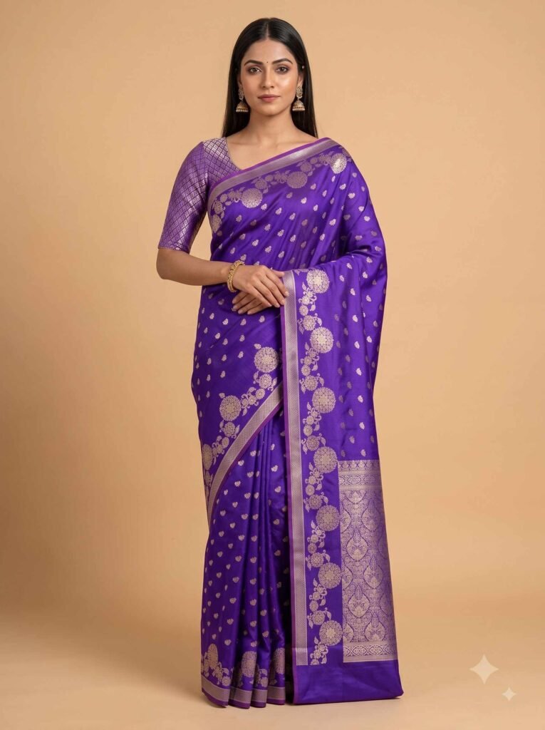 Purple Banarasi Silk Saree