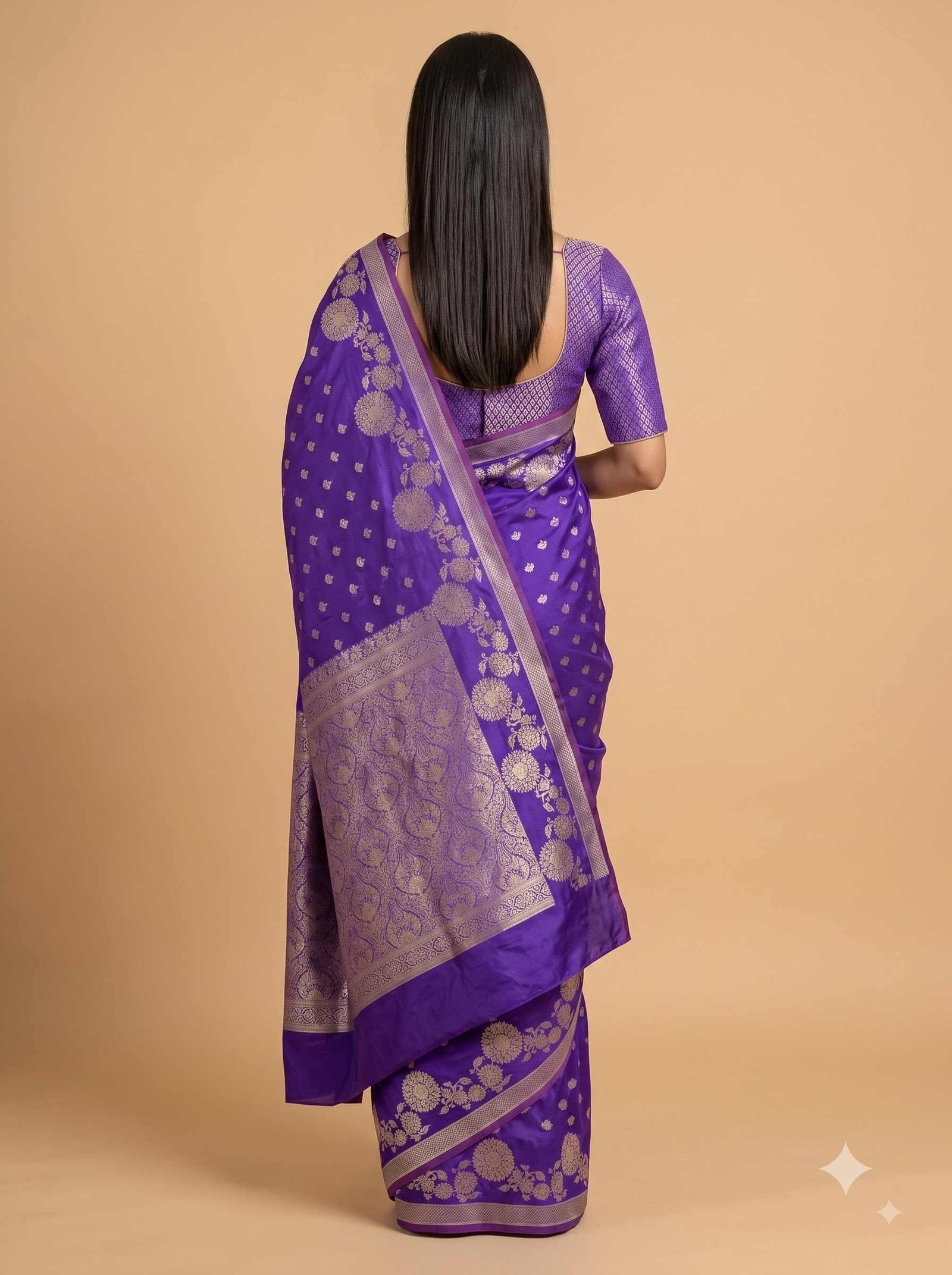 Purple Semi Silk Banarasi Saree