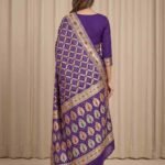 Purple Cotton Bandhej Banarasi Saree