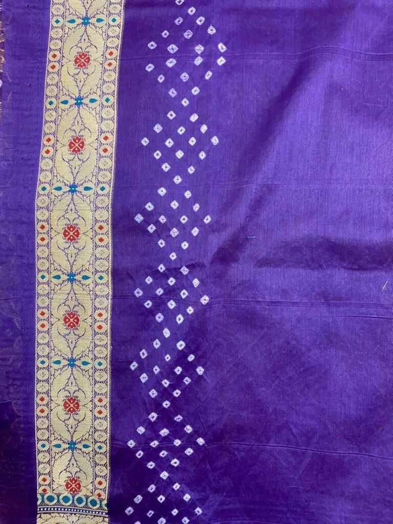 Purple Cotton Bandhej Banarasi Saree