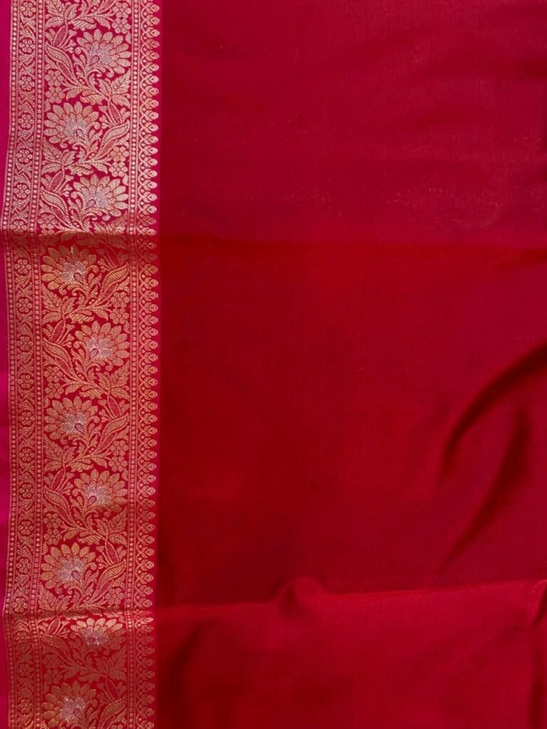 Red Semi Kataan Silk Banarasi Saree