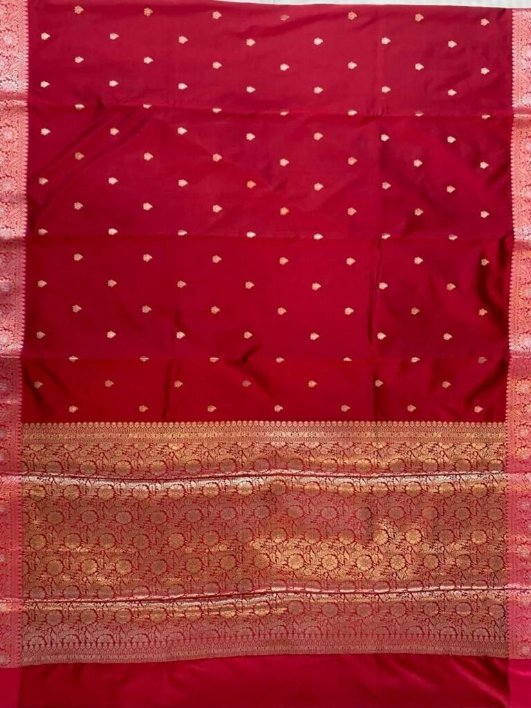 Red Semi Kataan Silk Banarasi Saree