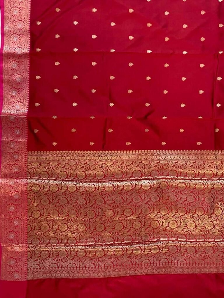 Red Semi Kataan Silk Banarasi Saree