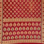 Red Cotton Bandhej Banarasi Saree