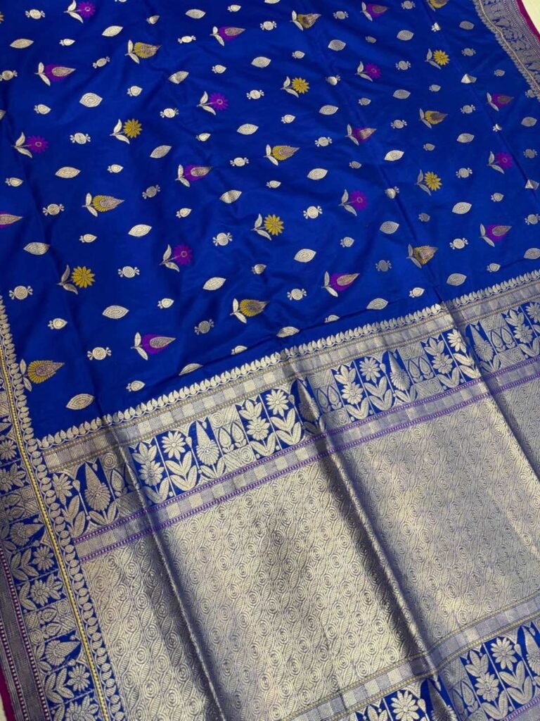 Royal Blue Handwoven Kataan Silk Banarasi Saree