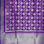 Premium purple semi Kataan silk Banarasi dupatta with floral zari jaal work and detailed zari border