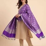 Purple Semi Kataan Silk Banarasi Dupatta